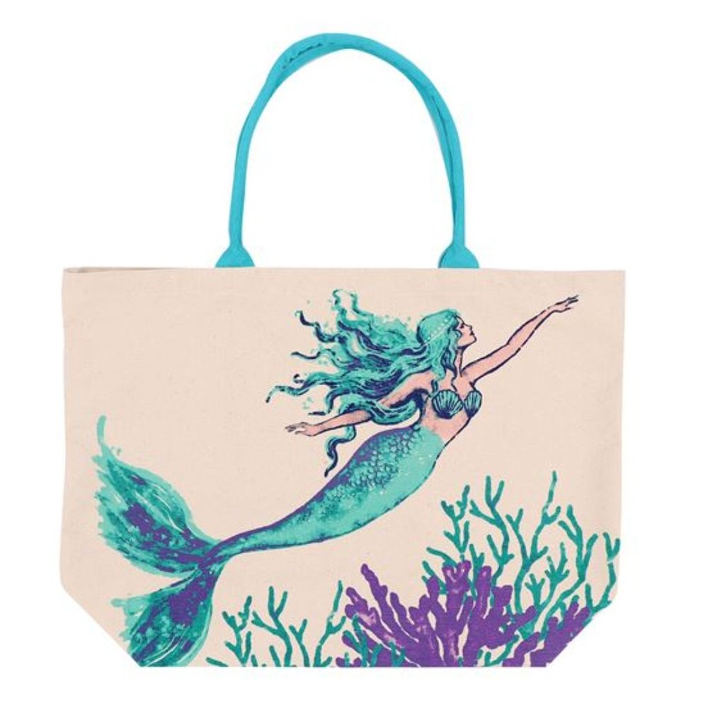 Mermaid  print  large  tote  bag